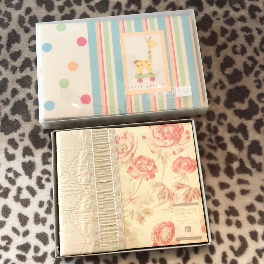 Pepper Pot K&Company Photo Albums 4x6 5x7 Floral Dots Stripes Giraffe Pull Toy